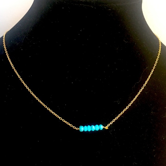 NWOT Delicate Turquoise Beaded Chain Necklace 🤍💙🤍 - Picture 2 of 4